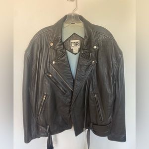 Vng 80’s leather motorcycle jacket in the softest Black leather M